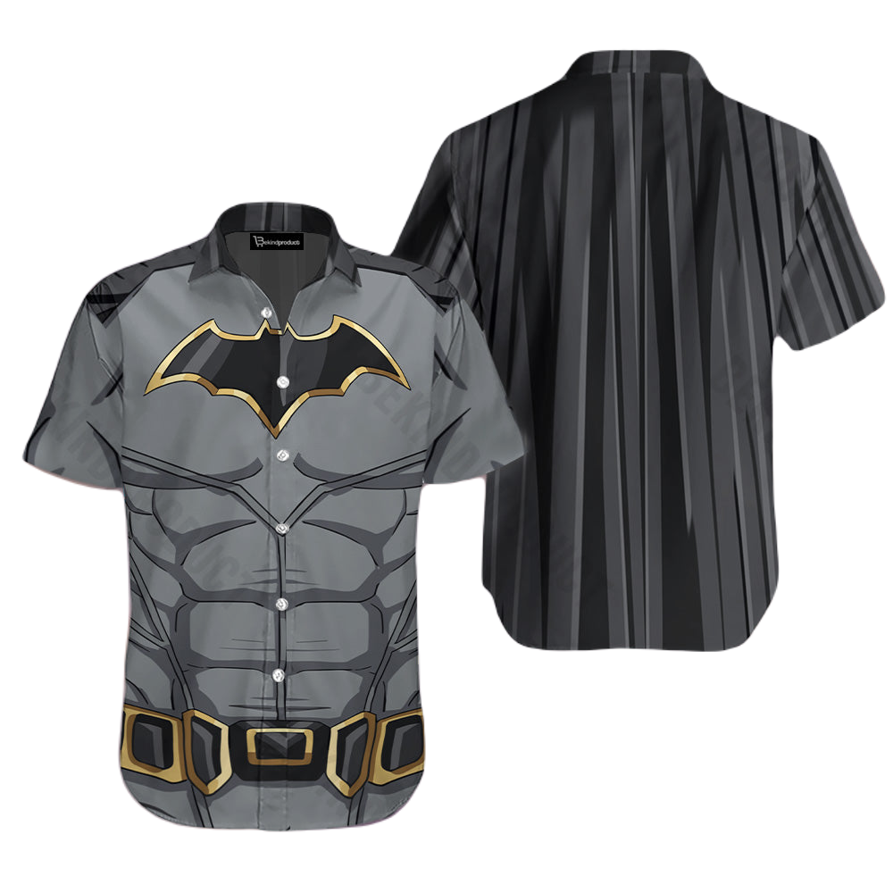 Batman Hawaii Shirt DC Vintage Batman Muscle Suit Pattern Hawaiian Shirt Gray Unisex