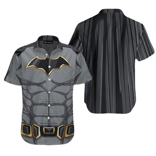 Batman Hawaii Shirt DC Vintage Batman Muscle Suit Pattern Hawaiian Shirt Gray Unisex