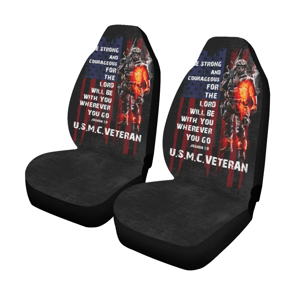 Veteran Car Seat Covers Be Strong And Courageous For The Lord Seat Covers Black