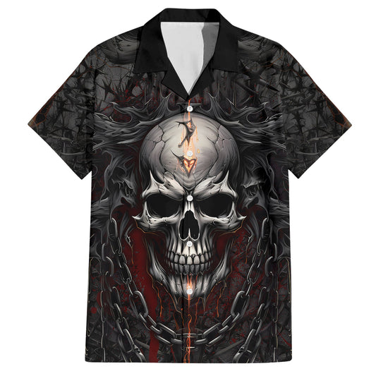 Skull Hawaii Shirt Skull Be Careful Who You Fck Over Hawaiian Shirt Black Red Unisex