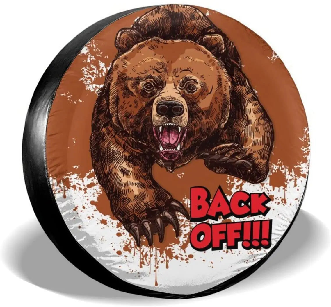 Bear Spare Tire Cover Angey Scary Bear Back Off Tire Covers White Brown