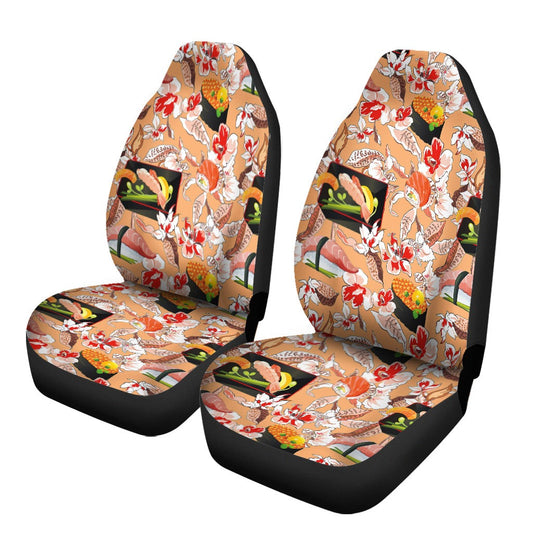 Japanese Car Seat Covers Japanese Sushi Floral Pattern Seat Covers Orange