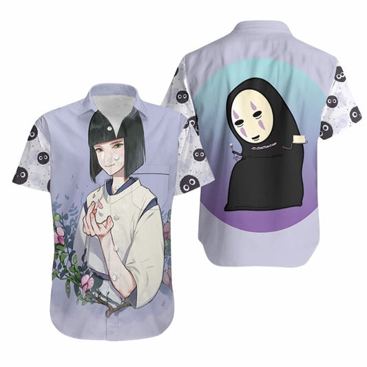 SGhibli Hawaii Shirt Kohaku And Kaonashi Haku Graphic Hawaiian Shirt Purple Unisex