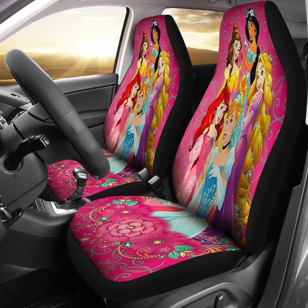 DN Car Seat Covers DN Princesses Rapunzel Cinderalla Jasmine Seat Covers Colorful