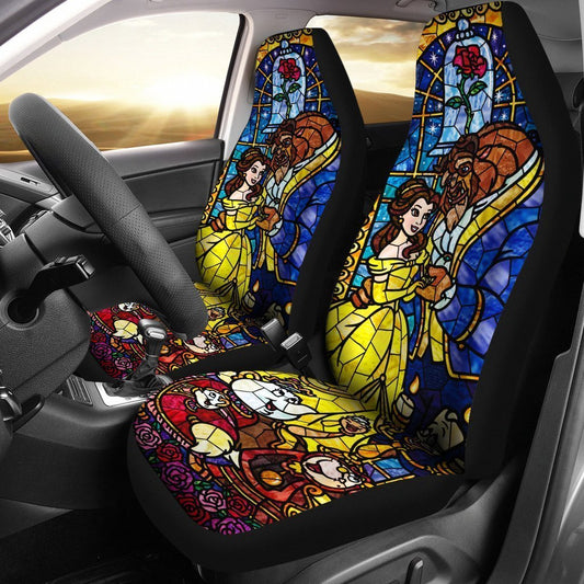 Beauty And The Beast Car Seat Covers DN Beauty And The Beast Characters Stained Glass Seat Covers Colorful