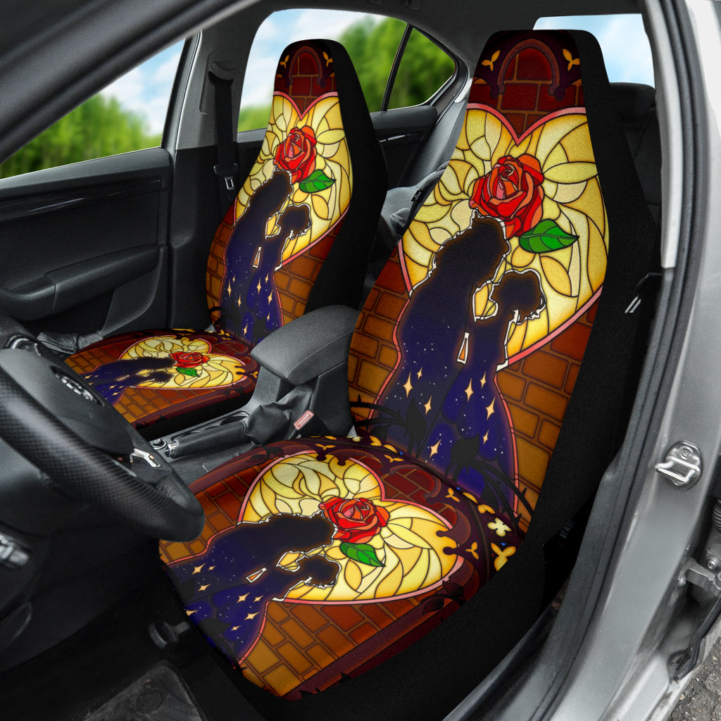 Beauty And The Beast Car Seat Covers DN Beauty The Beast Rose Heart Stained Glass Seat Covers Colorful