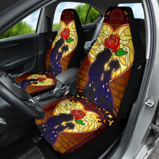 Beauty And The Beast Car Seat Covers DN Beauty The Beast Rose Heart Stained Glass Seat Covers Colorful