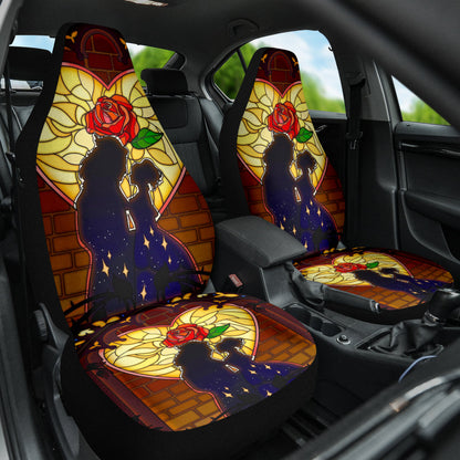 Beauty And The Beast Car Seat Covers DN Beauty The Beast Rose Heart Stained Glass Seat Covers Colorful