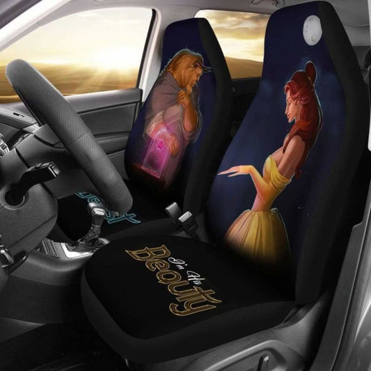 Beauty And The Beast Car Seat Covers DN I'm His Beauty I'm Her Beast Seat Covers Black