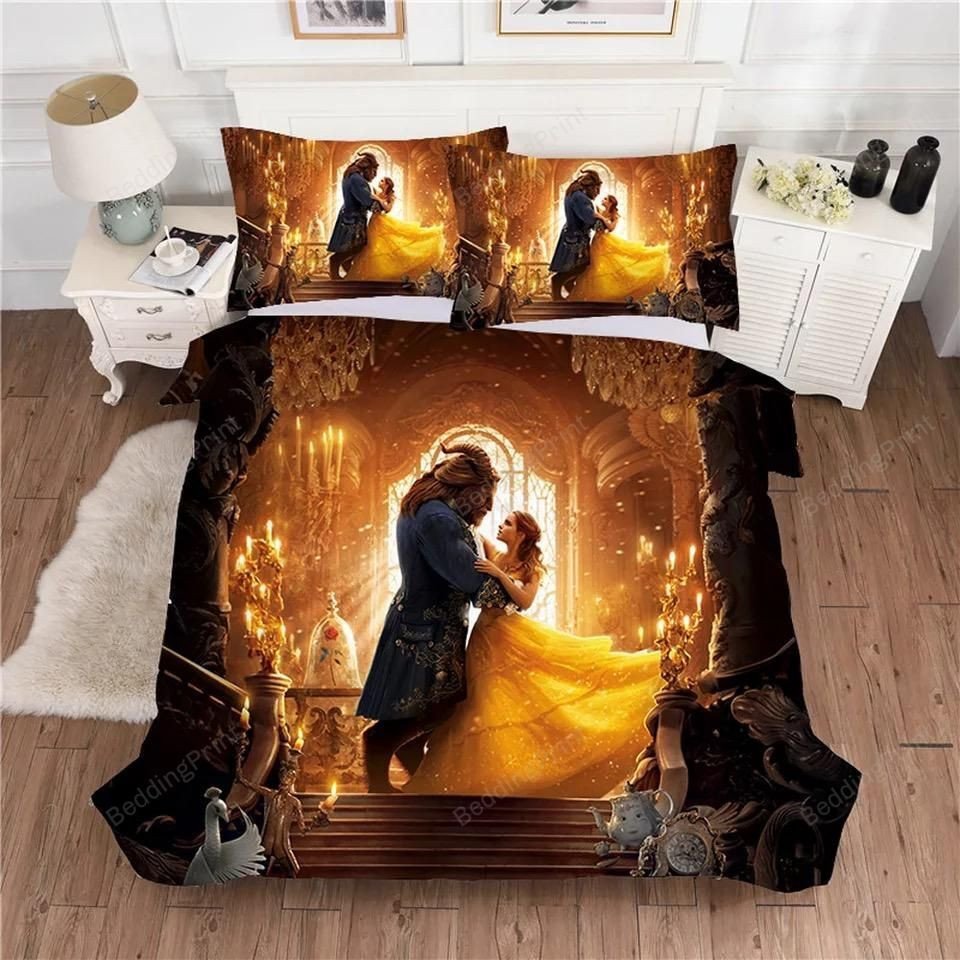 Beauty And The Beast Bedding Set Beauty And The Beast Dancing Duvet Covers Brown Unique Gift
