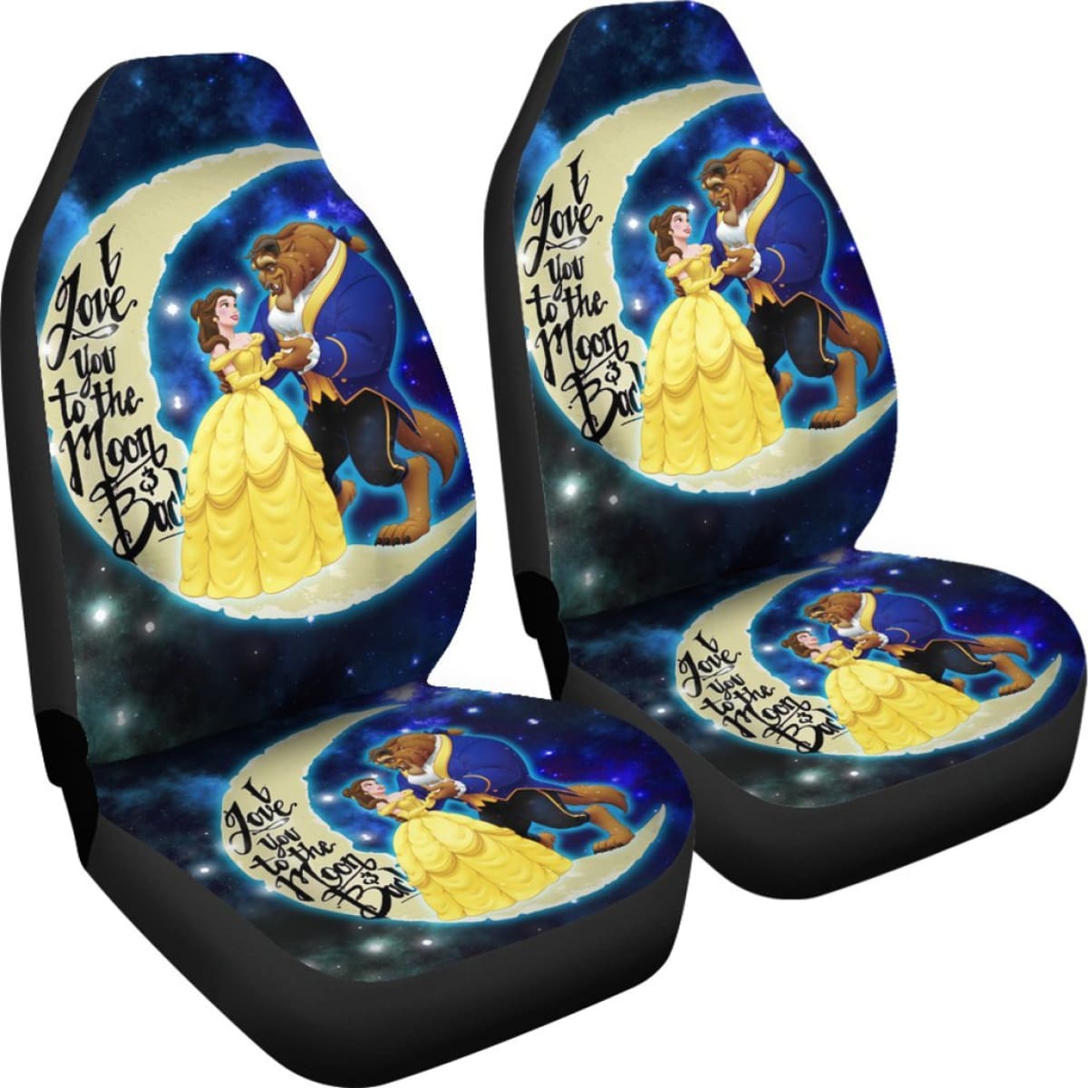 Beauty And The Beast Car Seat Covers DN Beauty And The Beast Love You To The Moon Seat Covers Blue Yellow