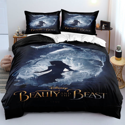 Beauty And The Beast Bedding Set Beauty And The Beast Silhouette Duvet Covers Blue Unique Gift