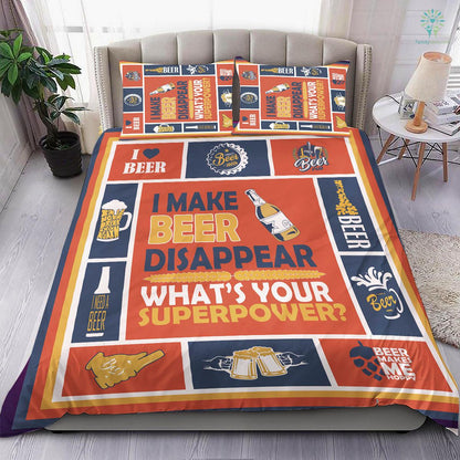 Beer Bedding Set I Make Beer Disappear Duvet Covers Orange Unique Gift