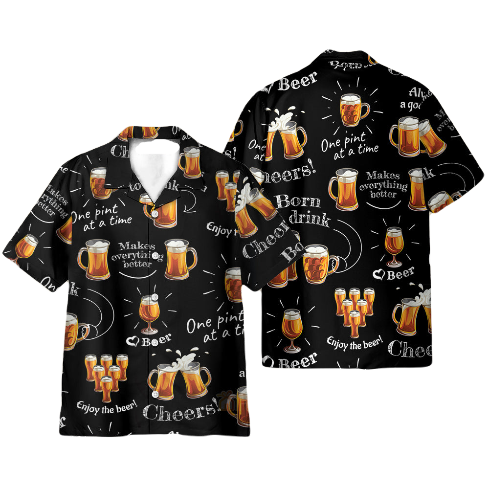 Beer Hawaii Shirt Beer Born To Drink Make Everything Better Hawaiian Shirt Black Unisex
