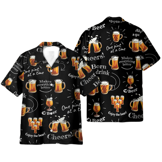 Beer Hawaii Shirt Beer Born To Drink Make Everything Better Hawaiian Shirt Black Unisex