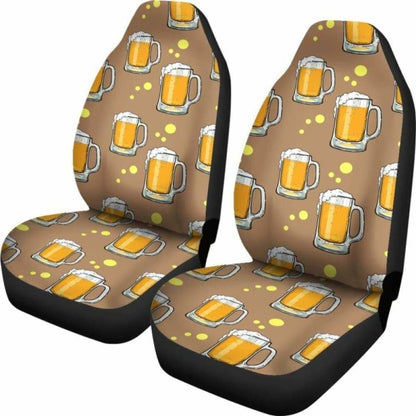 Beer Car Seat Covers Beer Mug Foam Pattern Seat Covers Brown