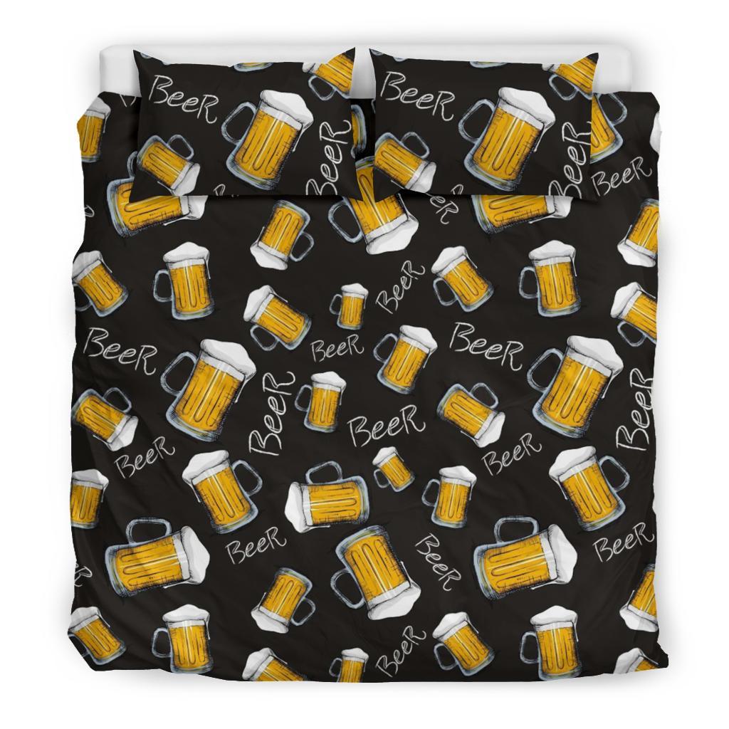 Beer Bedding Set Beer Mug Print Pattern Duvet Covers Black Unique Gift