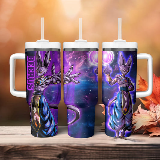 Dragon Ball 40 Oz Tumbler Dragon Ball Beerus Sama Galaxy Tumbler 40 Oz Purple