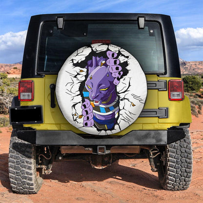 Dragon Ball Spare Tire Cover Dragon Ball Beerus Breaks The Wall Tire Covers White Purple