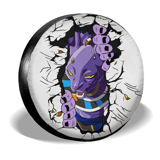 Dragon Ball Spare Tire Cover Dragon Ball Beerus Breaks The Wall Tire Covers White Purple