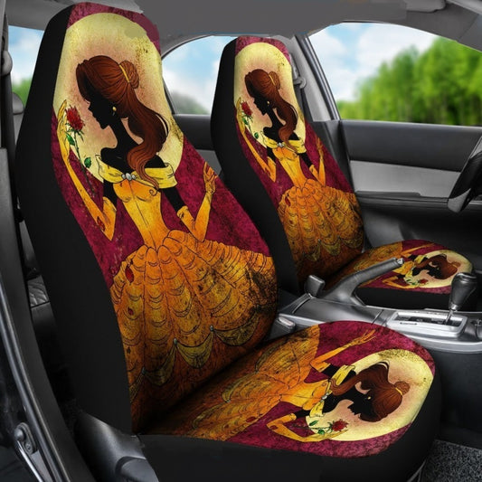 Beauty And The Beast Car Seat Covers DN Vintage Bella And The Moon Seat Covers Red Yellow