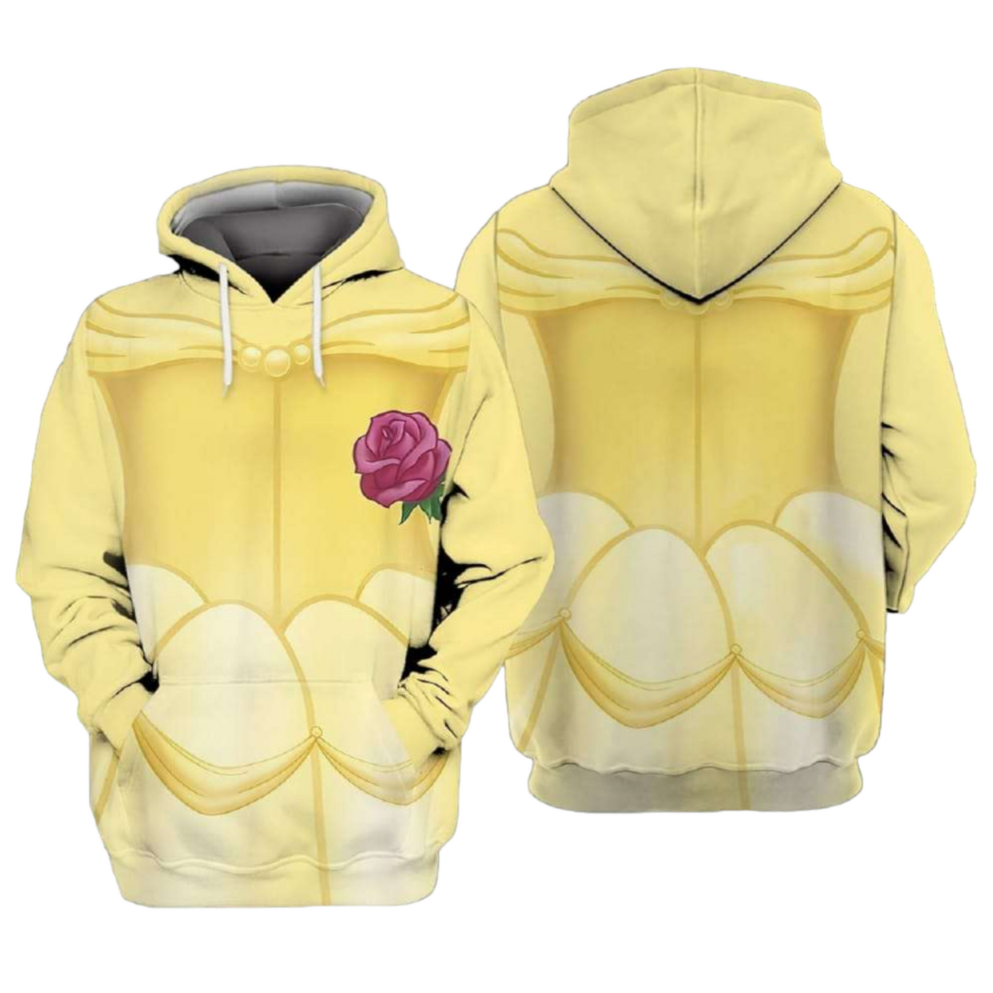 DN Hoodie DN Princess Belle Dress Costume Hoodie Yellow Unisex