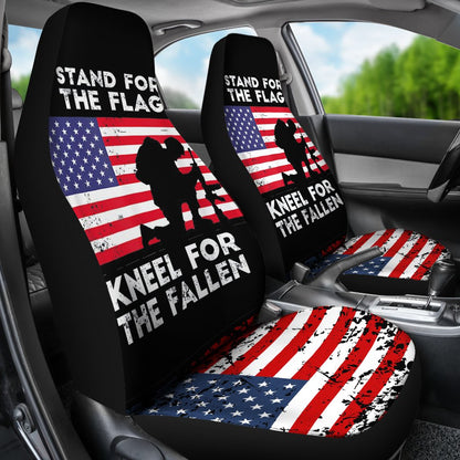 Veteran Car Seat Covers Stand For The Flag Kneel For Fallen Seat Covers Black