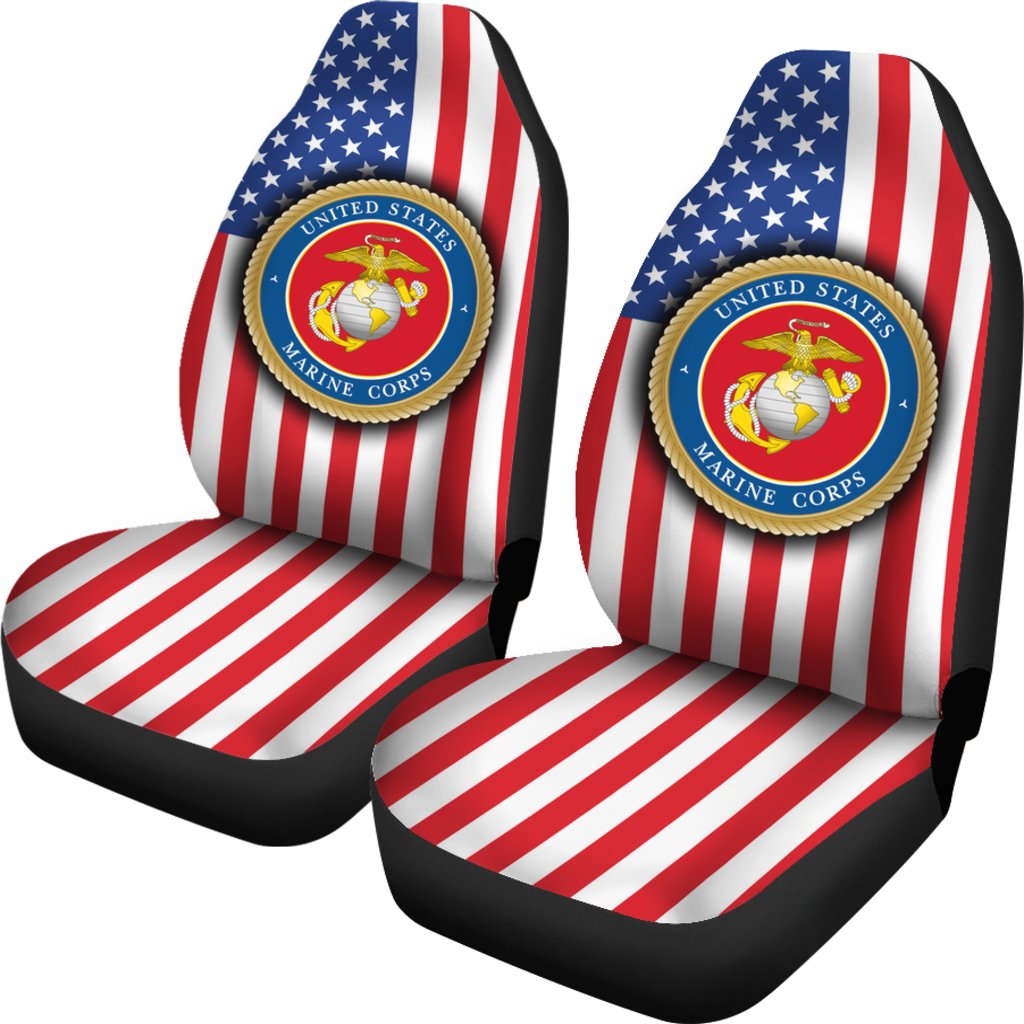 Veteran Car Seat Covers American Flag United States Marine Corps Seat Covers Blue Red