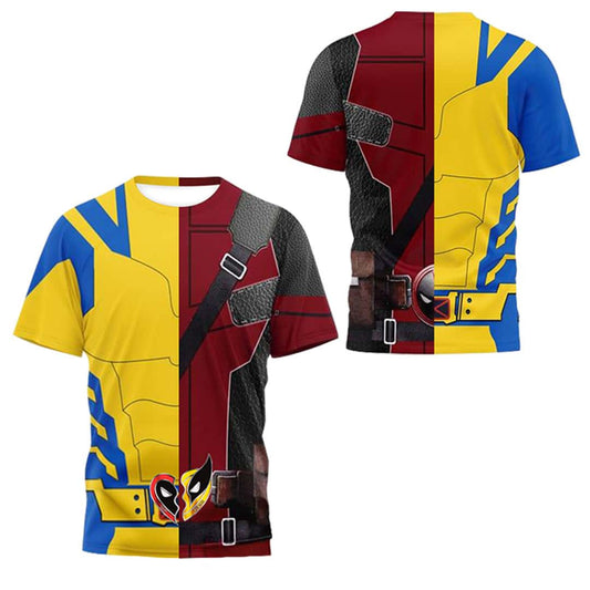 DP T-shirt MV DP And Wolverine Suit Half Side T-shirt Red Yellow Unisex