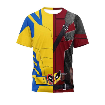 DP T-shirt MV DP And Wolverine Suit Half Side T-shirt Red Yellow Unisex