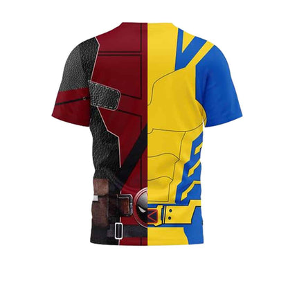 DP T-shirt MV DP And Wolverine Suit Half Side T-shirt Red Yellow Unisex