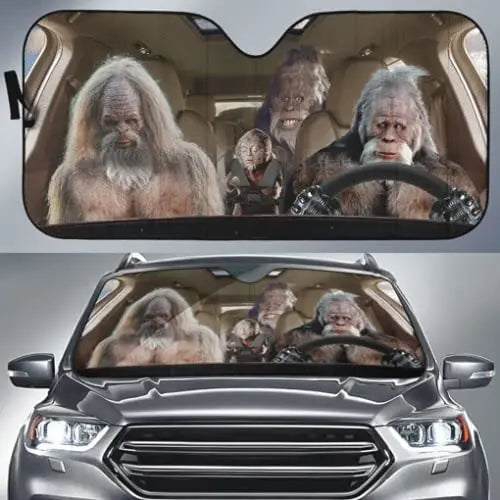 Bigfoot Car Sun Shade A Bigfoot Family On The Car Winshield Sun Shade Brown Black