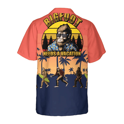 Bigfoot Hawaii Shirt Bigfoot Needs A Vacation Hawaiian Shirt Red Black Unisex