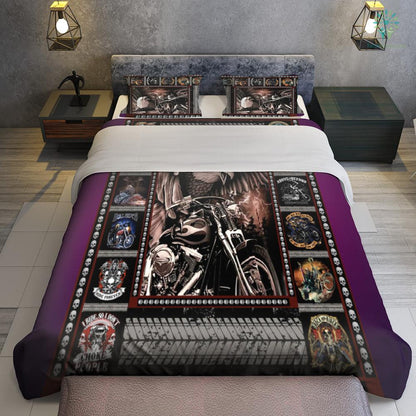 Motorcycle Bedding Set Eagle Biker Motocycle Pattern Duvet Covers Brown Unique Gift