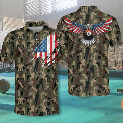 Billard Polo Shirt Billiard Camouflage American Eagle Flag Boys Polo Shirts Colorful