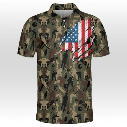 Billard Polo Shirt Billiard Camouflage American Eagle Flag Boys Polo Shirts Colorful