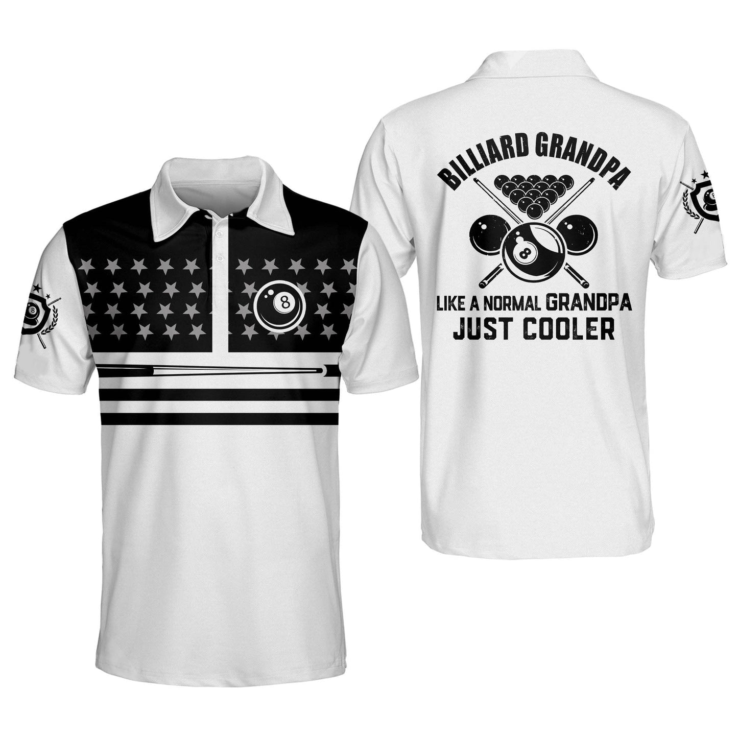 Billard Polo Shirt Like A Normal Grandpa Just Cooler Billiard Boys Polo Shirts Black White