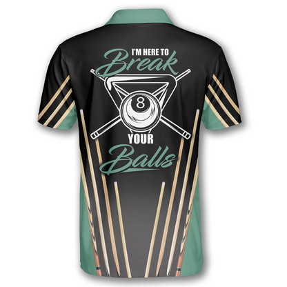 Billard Polo Shirt I’m Here To Break Your Balls Boys Polo Shirts Black Green