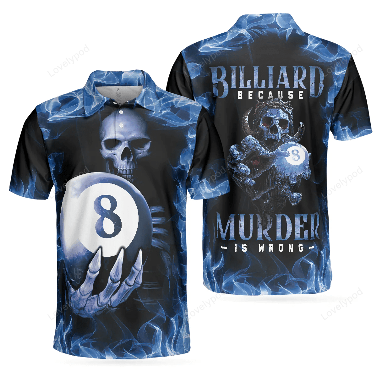 Billard Polo Shirt Billiard Because Murder Is Wrong Boys Polo Shirts Black Blue