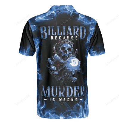 Billard Polo Shirt Billiard Because Murder Is Wrong Boys Polo Shirts Black Blue
