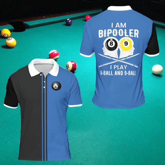 Billard Polo Shirt I Am Bipooler I Play 8 Ball And 9 Ball Boys Polo Shirts Black Blue