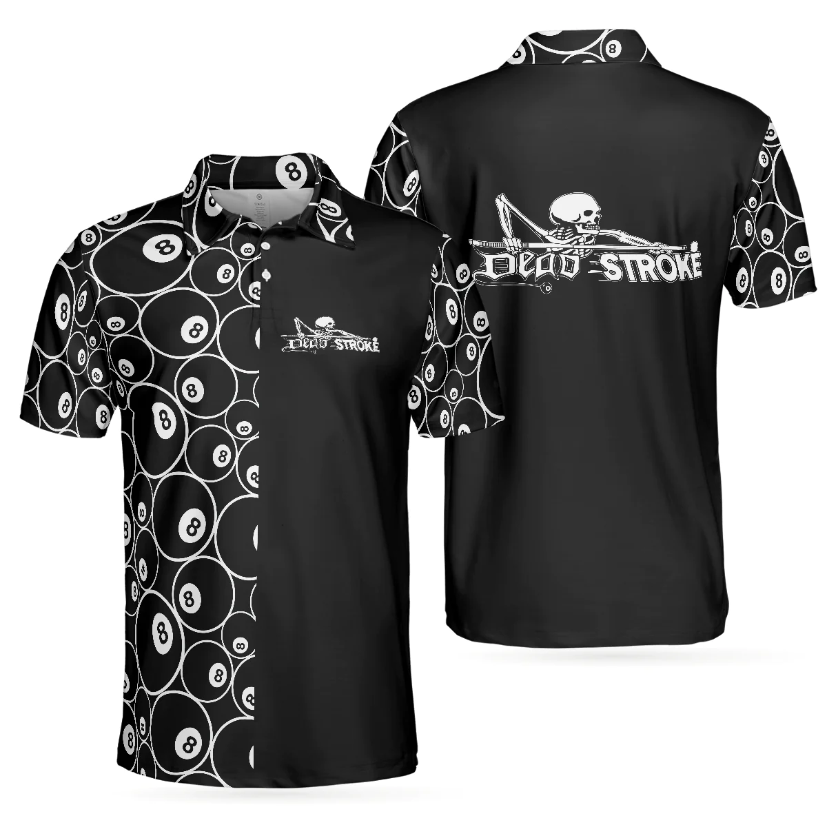 Billard Polo Shirt Billiards Skeleton Dead Stroke Boys Polo Shirts Black