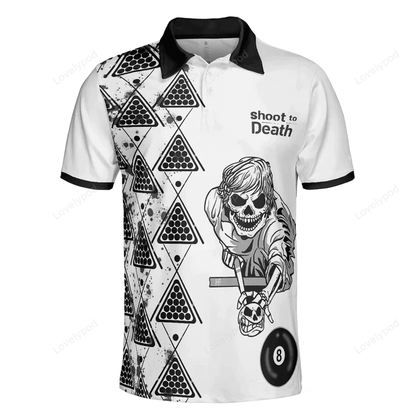 Billard Polo Shirt To Death Burry Me With Billiards Club Boys Polo Shirts Black White