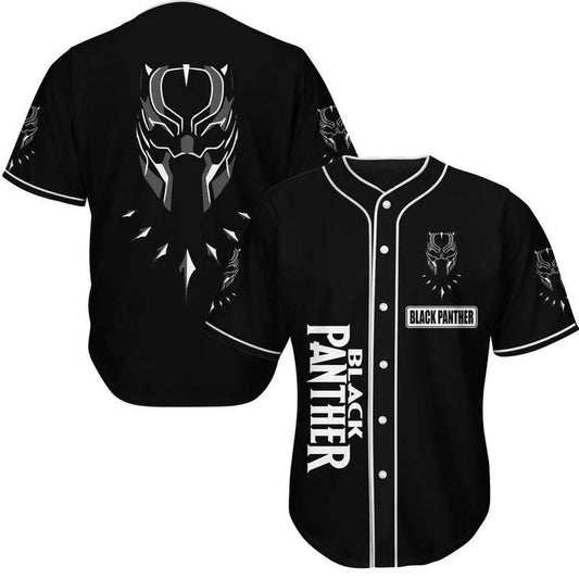 Black Panther Baseball Jersey Black Panther Mask Graphic Jersey Shirt Black Unisex Adult New Release