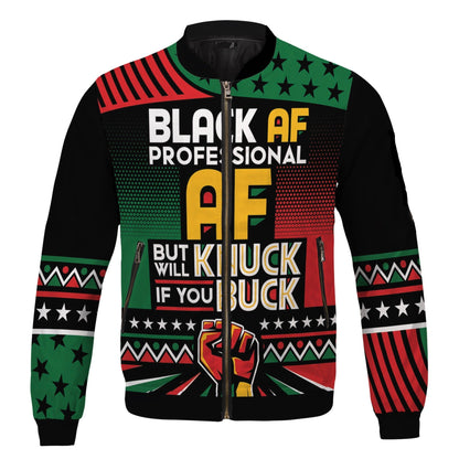 Africa Americans Bomber Jacket Will Knuck If You Buck Bomber Green Red Unisex