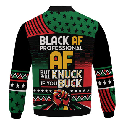 Africa Americans Bomber Jacket Will Knuck If You Buck Bomber Green Red Unisex