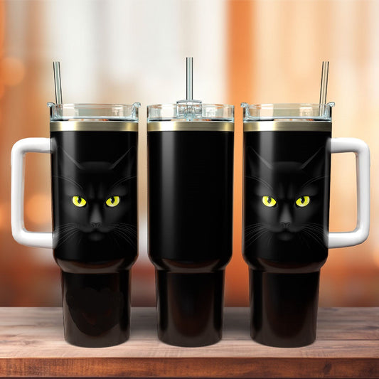 Cat 40 Oz Tumbler Black Cat Face Costume Tumbler 40 Oz Black