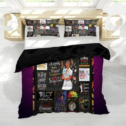 Nurse Bedding Set Not All Angels Have Wings Some Have Stethoscope Duvet Covers Black Unique Gift