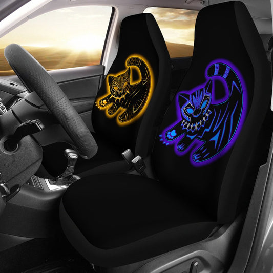 Black Panther Car Seat Covers Chibi Black Panther In Golden And Original Suit Seat Covers Yellow Blue