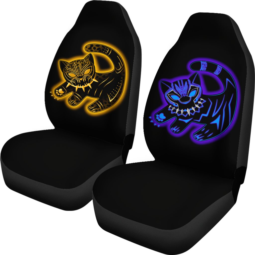 Black Panther Car Seat Covers Chibi Black Panther In Golden And Original Suit Seat Covers Yellow Blue